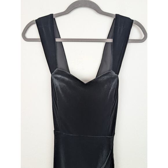 Vintage Next Up Maxi Velvet Ruched Cross Over 90s Dark Romantic Black Size 12 - Picture 2 of 10